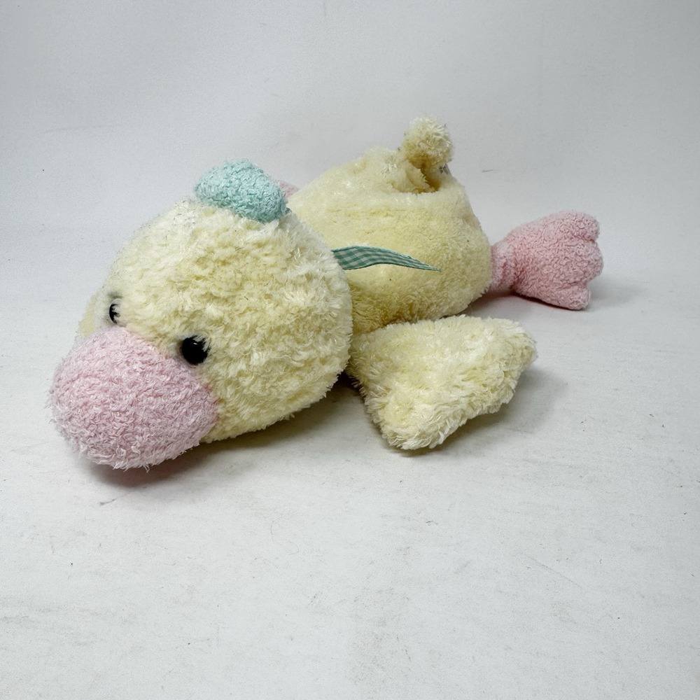 Vintage Soft Dreams Plush Duck Lovey Baby Toy Floppy Gingham Bow‎ Pastel